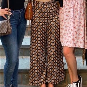 Zara high waisted & wide legged patterned trousers